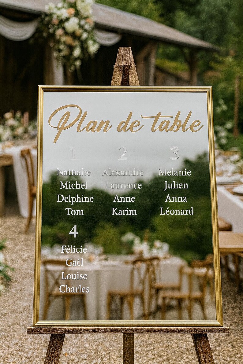 Wedding seating chart sticker, decoration to stick on the bride and groom's sign, personalized sticker on wood, mirror image 2