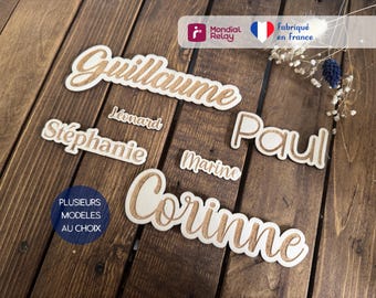 Gepersonaliseerde houten naamkaartjes voor gasten met gegraveerde namen, voor doop, verjaardag - tafeldecoratie, naamkaartjes