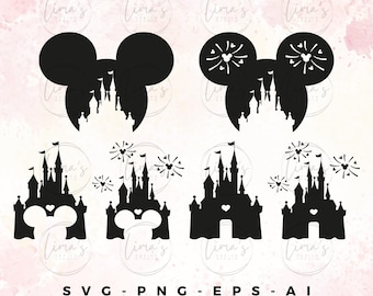 Mouse Head Castle Fireworks svg, Magic Kingdom Cut Files (svg, png, eps, ai)