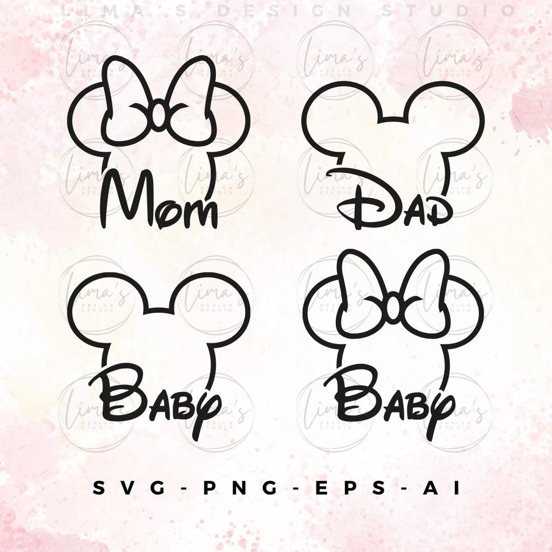 Mom Dad Baby SVG, Family Trip SVG, Mouse Dad, Mouse Mom, Family ...