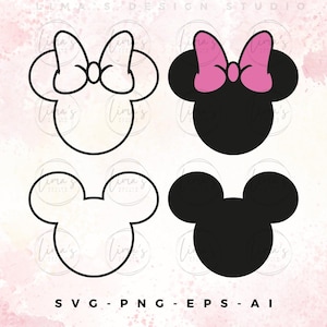 Mouse Head SVG: Mickey & Minnie Ears Outline (Digital Files)