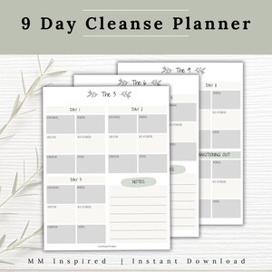 369 cleanse tracker | 9 day detox planner | Canva editable | wellness journal printable | meal and juice schedule