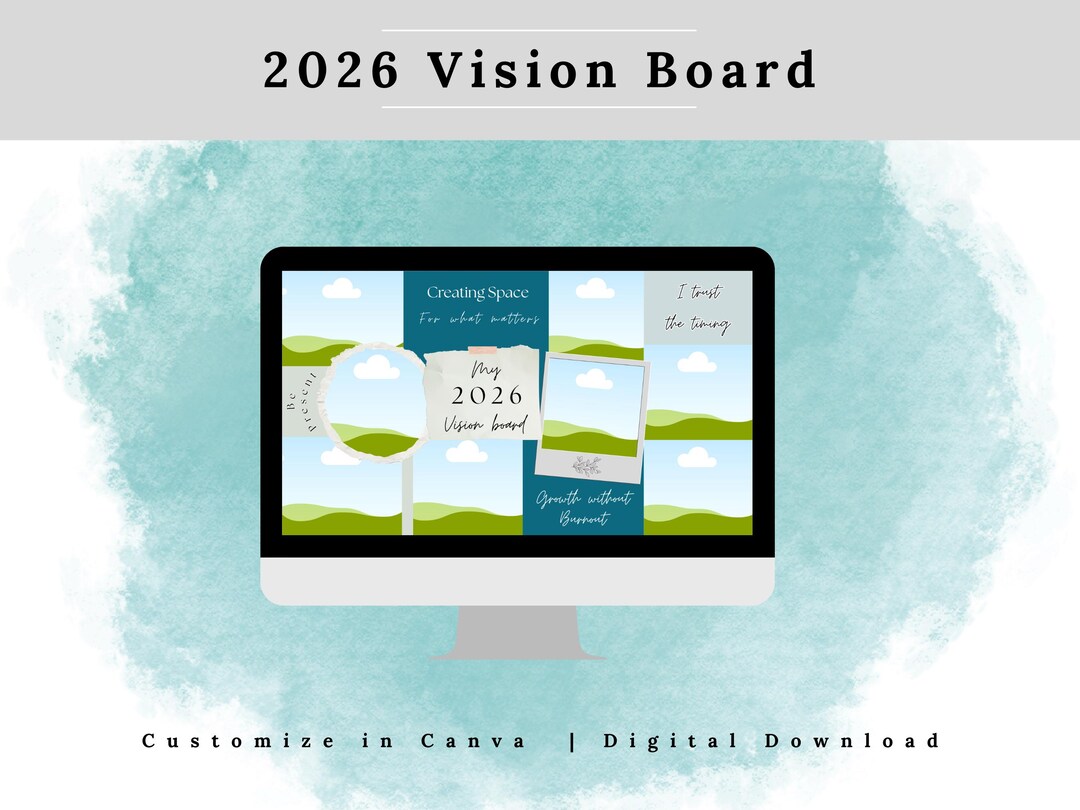 Digital Vision Board Template | Editable | Canva | Desktop | iPad ...