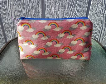 Rainbows and Raindrops Zipper Pouch Cosmetic Makeup Bag