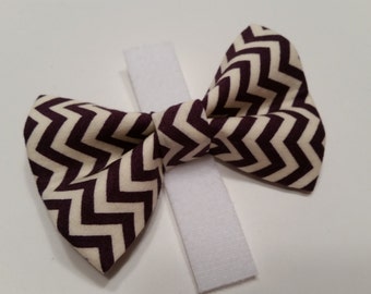 Purple and Cream Mini Chevron Plum Eggplant Dog or Cat Bowtie