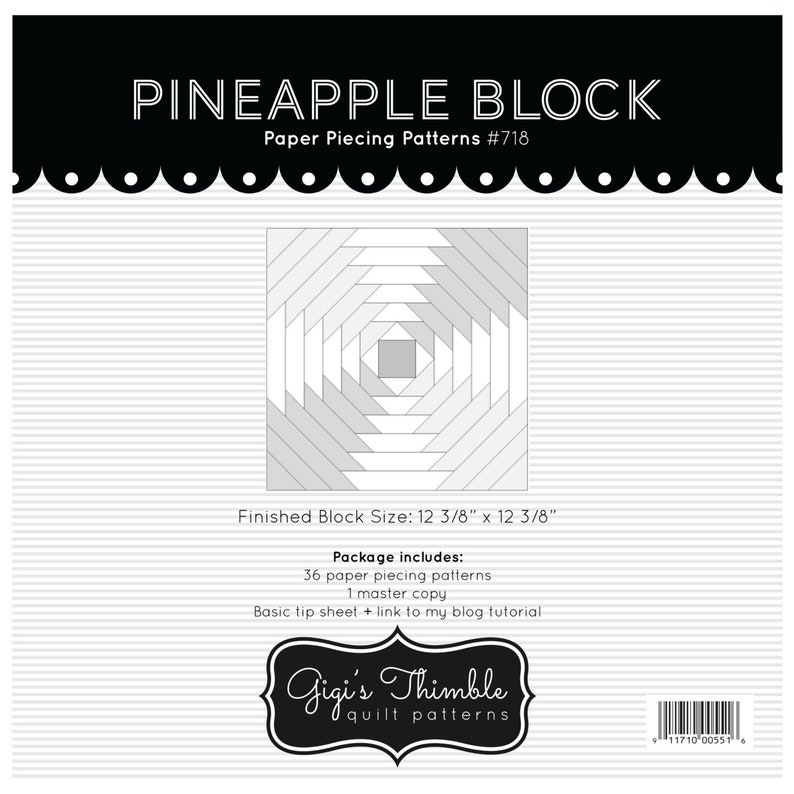Pineapple Block Paper Piecing Patterns image 1