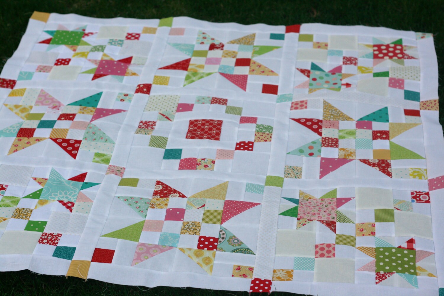 Scrap Jar Stars Quilt Top Etsy