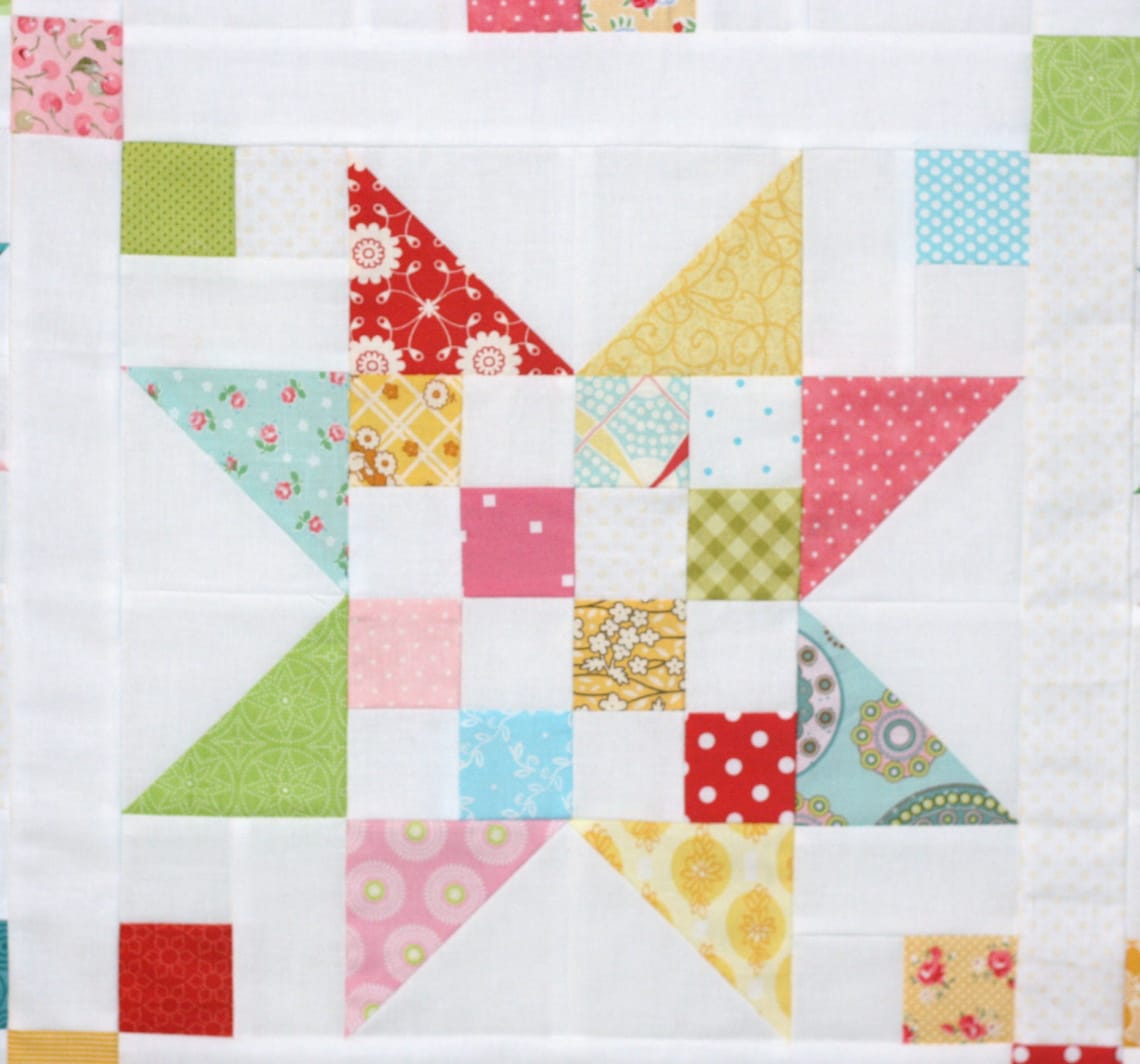 Scrap Jar Stars Quilt Top Etsy