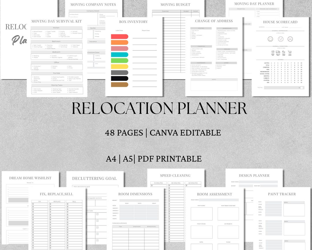 Relocation Planner Bundle House Move Checklist & Budget Templates