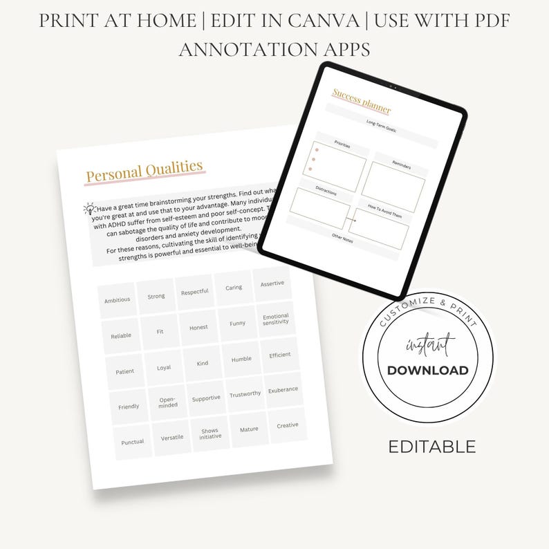 Neurodivergent Planner | ADHD Workbook | Executive Function Toolkit | Canva PDF