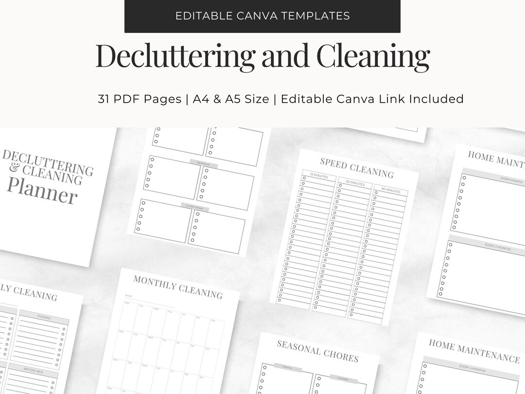 Decluttering Cleaning Planner | Printable Cleaning Schedule | Home ...