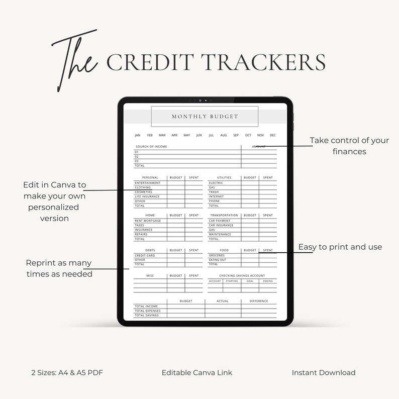 Budget Planner Printable Templates | Money Saving Binder | Personal Finance Tracker | PDF A4 A5 Canva