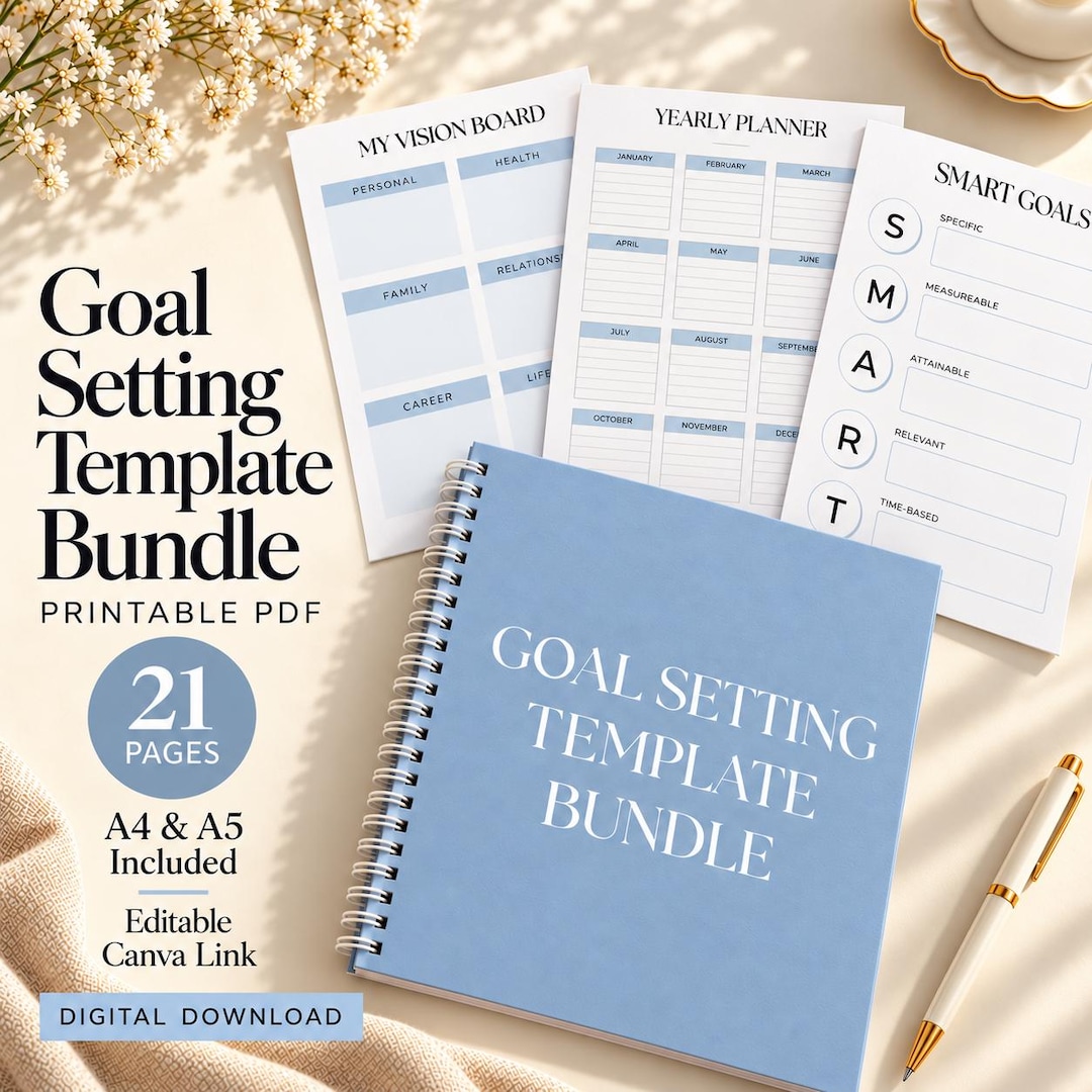 Vision Setting Template Goal Setting Self Improvement Journal Printable, Life Planner Editable ...