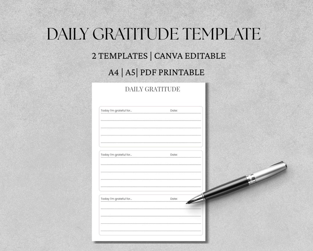 Daily Gratitude Journal Printable | Minimal Gratitude Log Template | A4 ...