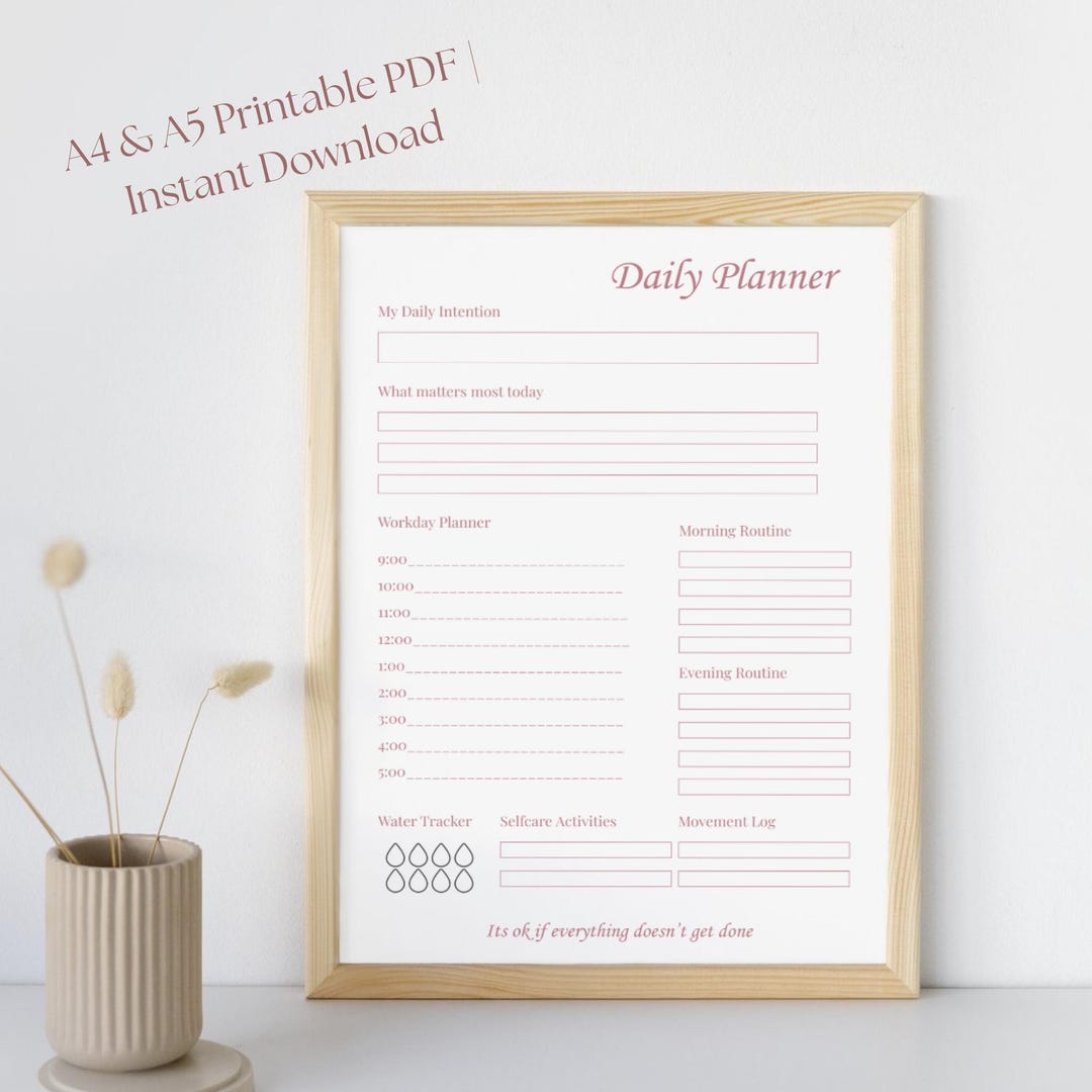 Daily Task Planner Template | Printable PDF File | A4 & A5 Sizes ...