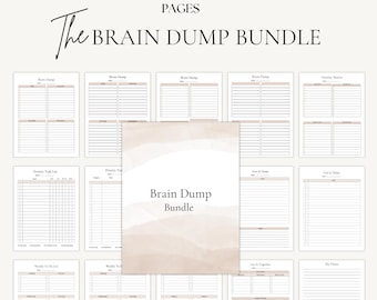 Digital hjärndumpplanerare, brainstormingjournal, dagliga planeringssidor, idéjournal, att-göra-listmallar, direktnedladdning, Canva