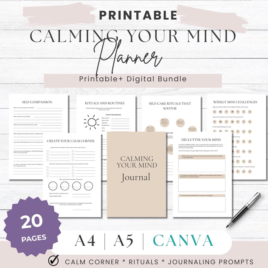 Anti Anxiety Journal: Printable Stress Relief & Calming Workbook - Etsy ...