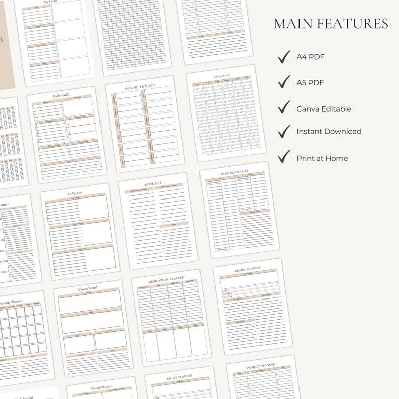 Home Management Binder | Family Command Center | Household Planner | Canva PDF