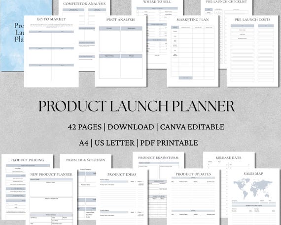 Digital Product Planner | Launch Workbook and Tracker | Printable Small Business & Canva Editable