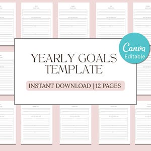 ADHD-Friendly Yearly Goals Planner: Brain Dump & Vision Board (A4/A5 Canva Template) (Digital Download)