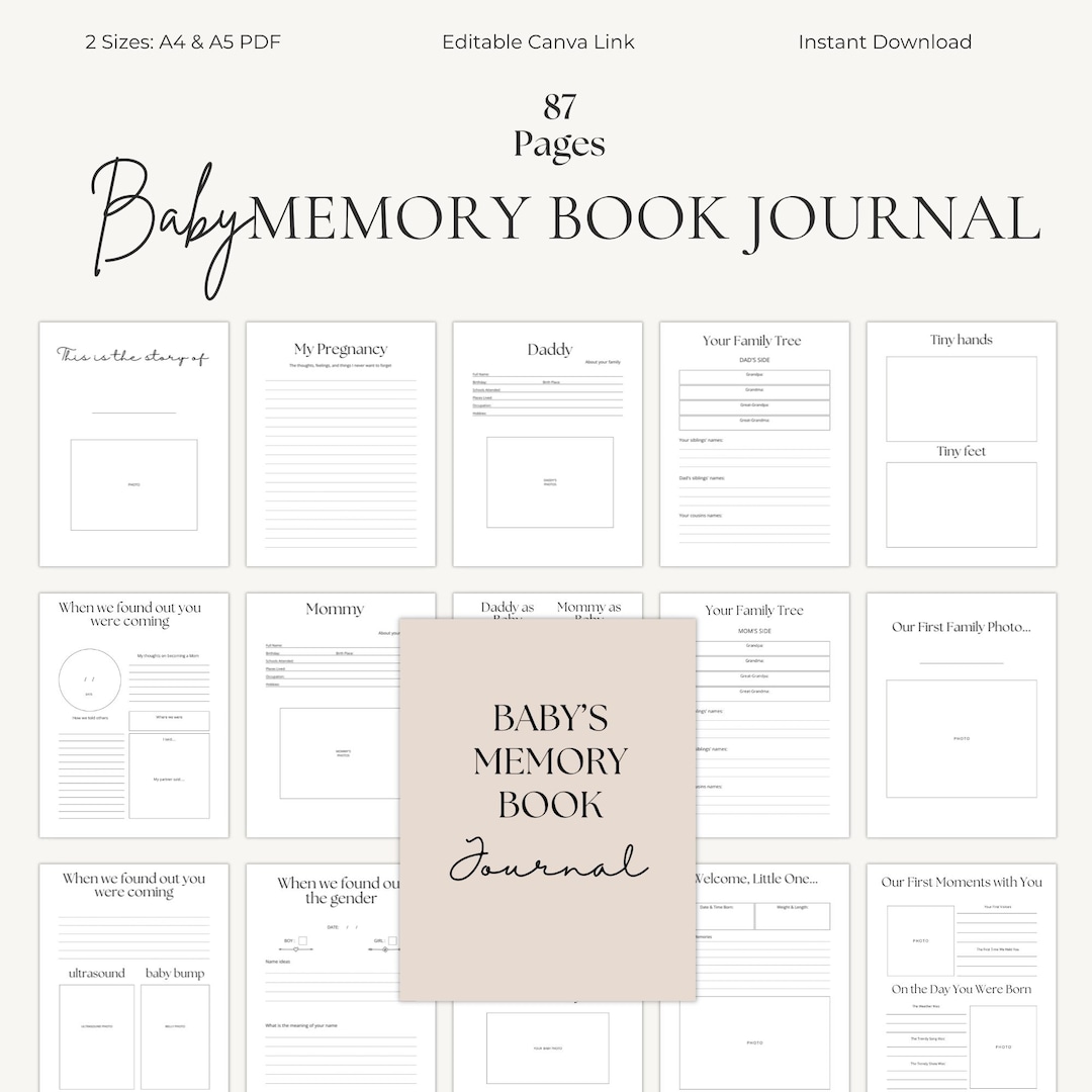 Baby Memory Book | Baby First Year Book | Baby Milestone Book | Baby ...