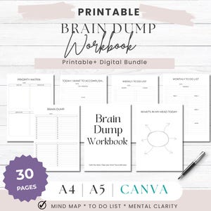 ADHD Planner for Adults | Brain Dump & Task Management Printable | Executive Function Focus System | A4 A5 Canva Editable PDF