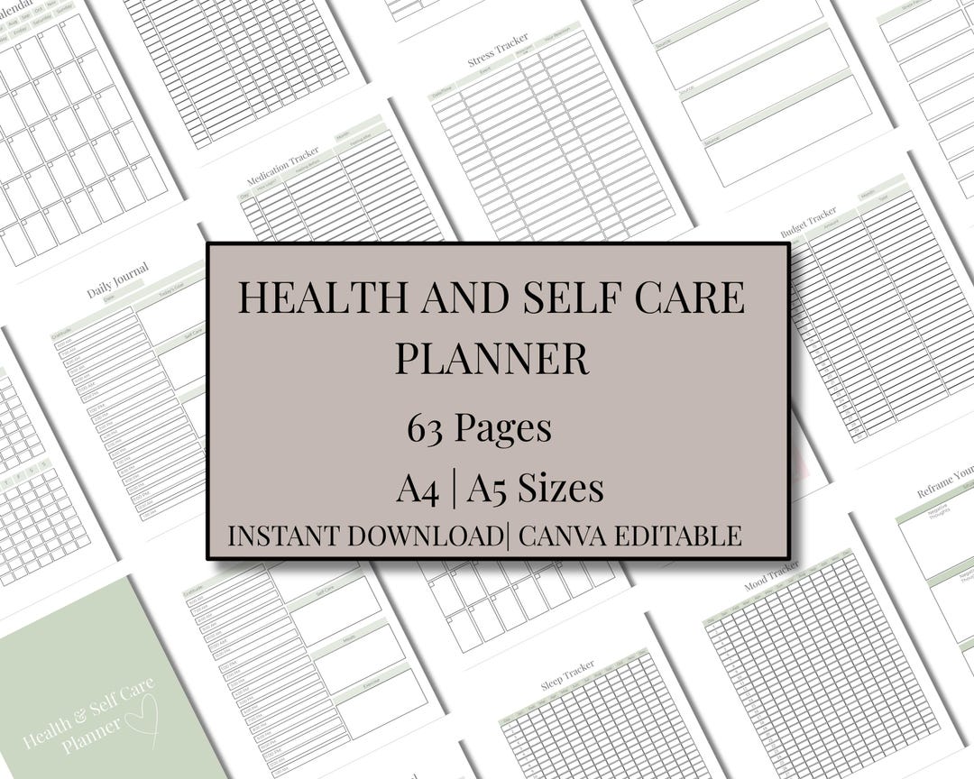 Self Care Planner Printable PDF | Anxiety Journal & ADHD Planner | 63 ...