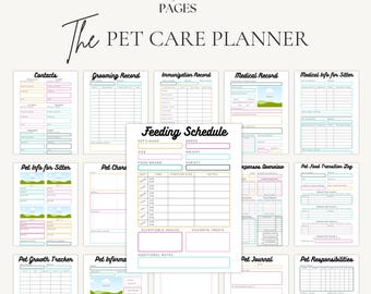 Pet Care Planner | Dog Vaccination Record | Pet Sitter Instructions | PDF A4 A5 Canva Editable