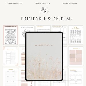 Neurodivergent Planner | ADHD Workbook | Executive Function Toolkit | Canva PDF