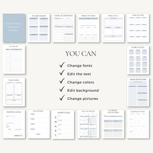 Vision Setting Template Goal Setting Self Improvement Journal Printable, Life Planner Editable ...