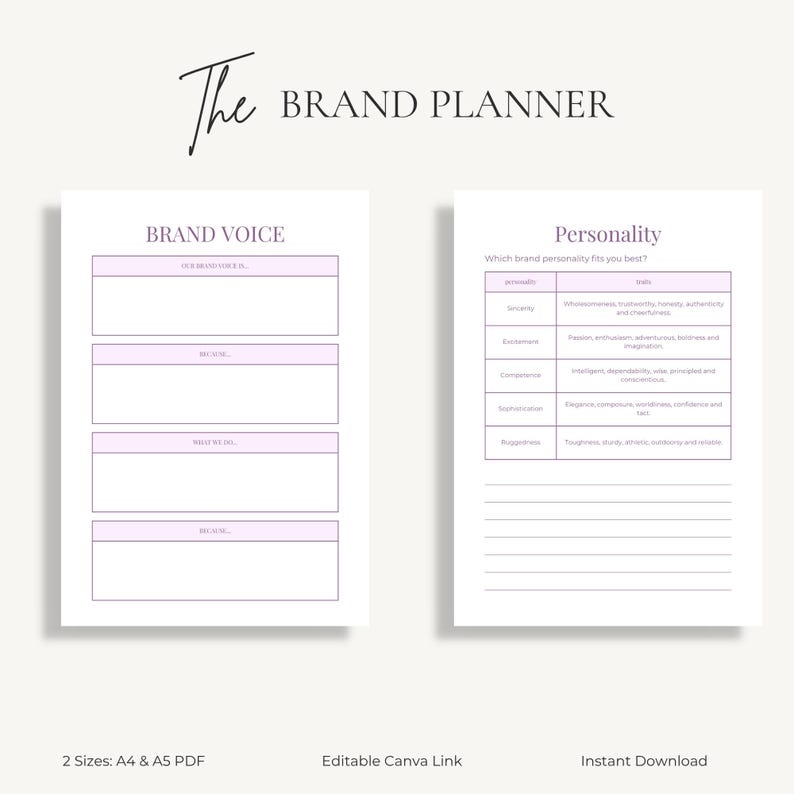 Small Business Planner | Brand Identity Kit | Business Binder | Printable PDF A4 A5 Canva Editable