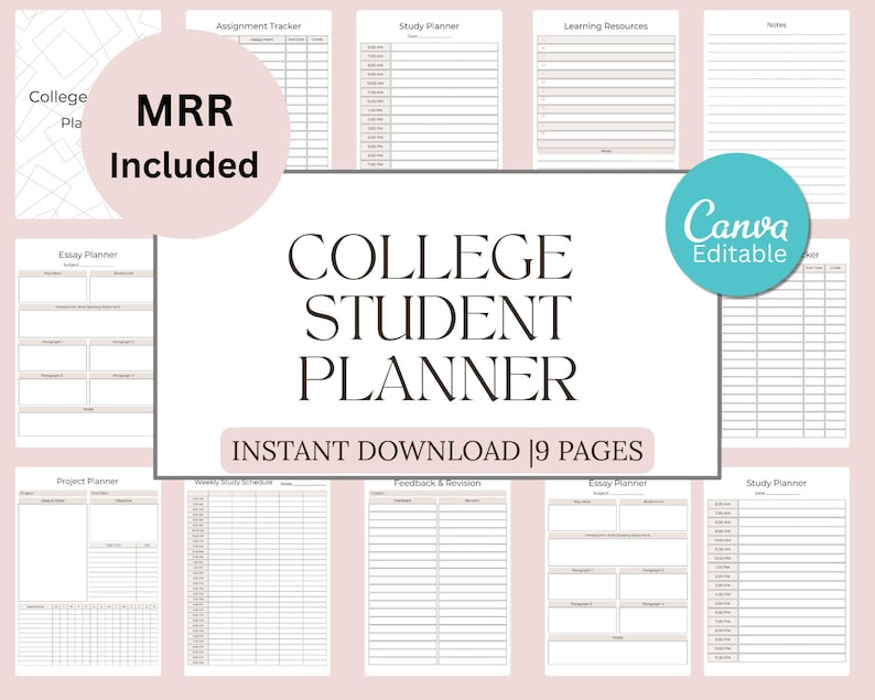 Student Planner, Academic Tracker (A4 & A5 Inserts) Instant PDF ...