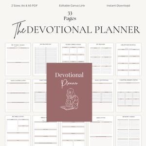 Bible Study Journal | Prayer Journal Printable | Christian Notebook | PDF A4, A5 Canva Editable