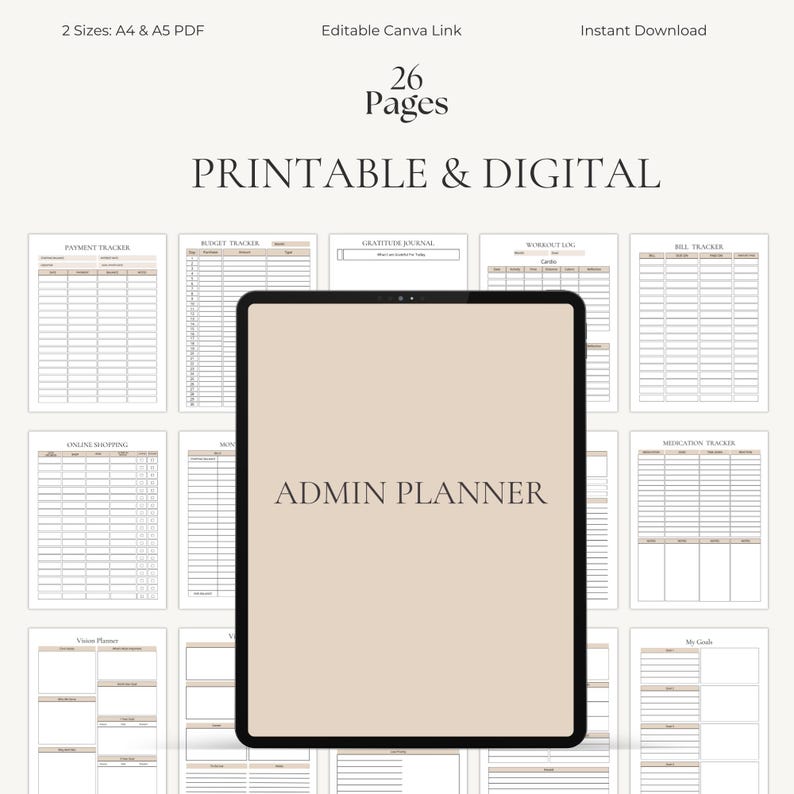 Home Management Binder | Family Command Center | Household Planner | Canva PDF