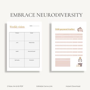 Neurodivergent Planner | ADHD Workbook | Executive Function Toolkit | Canva PDF