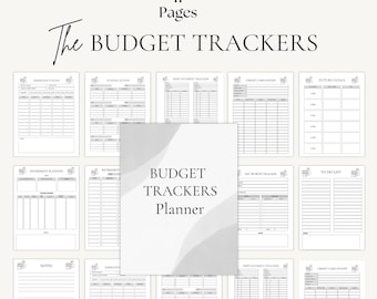 Minimal Budget Planner Bundle: Canva Editable Finance Tracker Printable