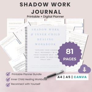 Shadow Work Journal for Beginners: Inner Healing & Guided Prompts Canva Printable