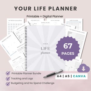 Adult ADHD Goal Planner | Executive Function & Productivity System | Daily, Weekly Life Organizer | A4 A5 Canva PDF