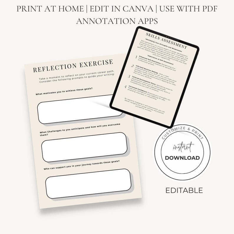 Career Planning Workbook | Personal Growth Planner | Work Life Balance | PDF A4 A5 Canva Editable