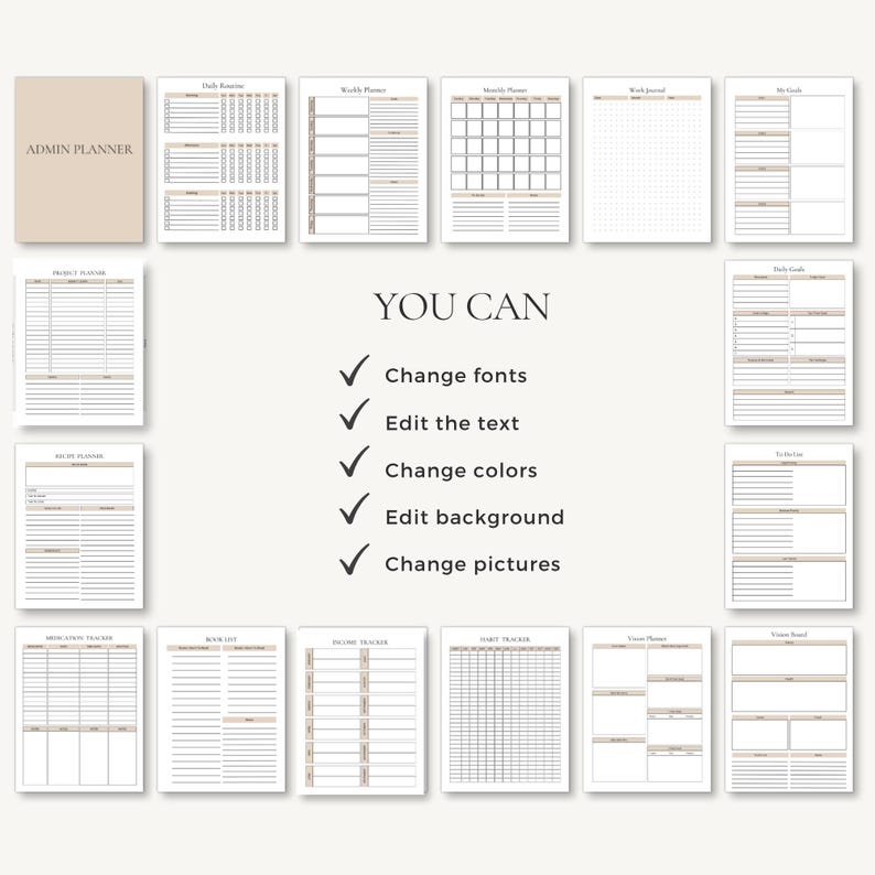 Home Management Binder | Family Command Center | Household Planner | Canva PDF