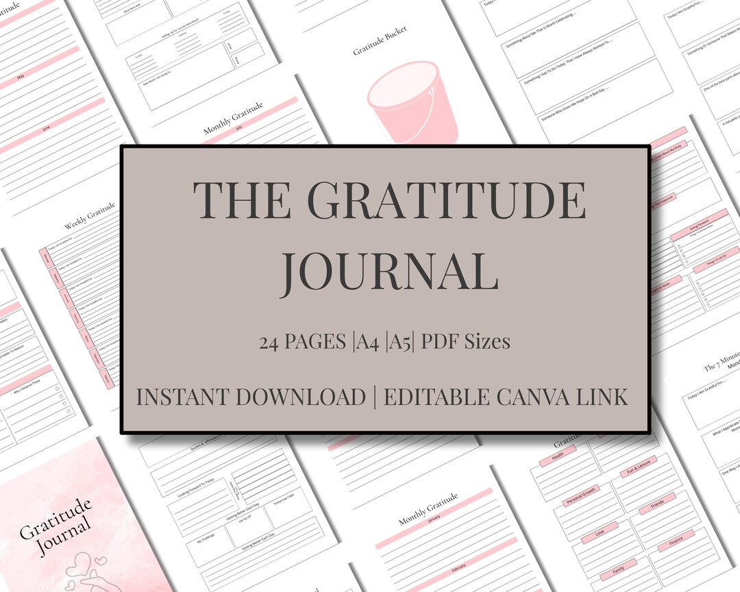Gratitude Journal Printable & Self Love Workbook (A4 and A5) Instant ...
