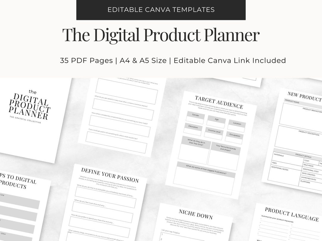 Digital Product Planner | Online Business Workbook | 46-page Passive ...