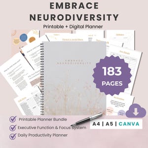 Planejador de Vida para Adultos com TDAH (Imprimível) | Sistema de Função Executiva e Foco | Planejador de Produtividade Diária | A4 A5 Canva PDF