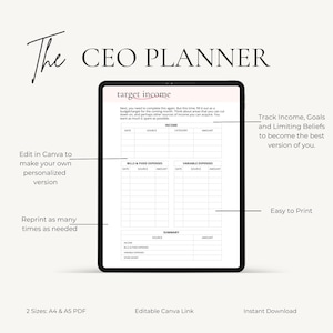 Business Owner Planner | Goal Setting Planner | CEO Mindset Workbook | Entrepreneur Templates | A4 A5 Canva