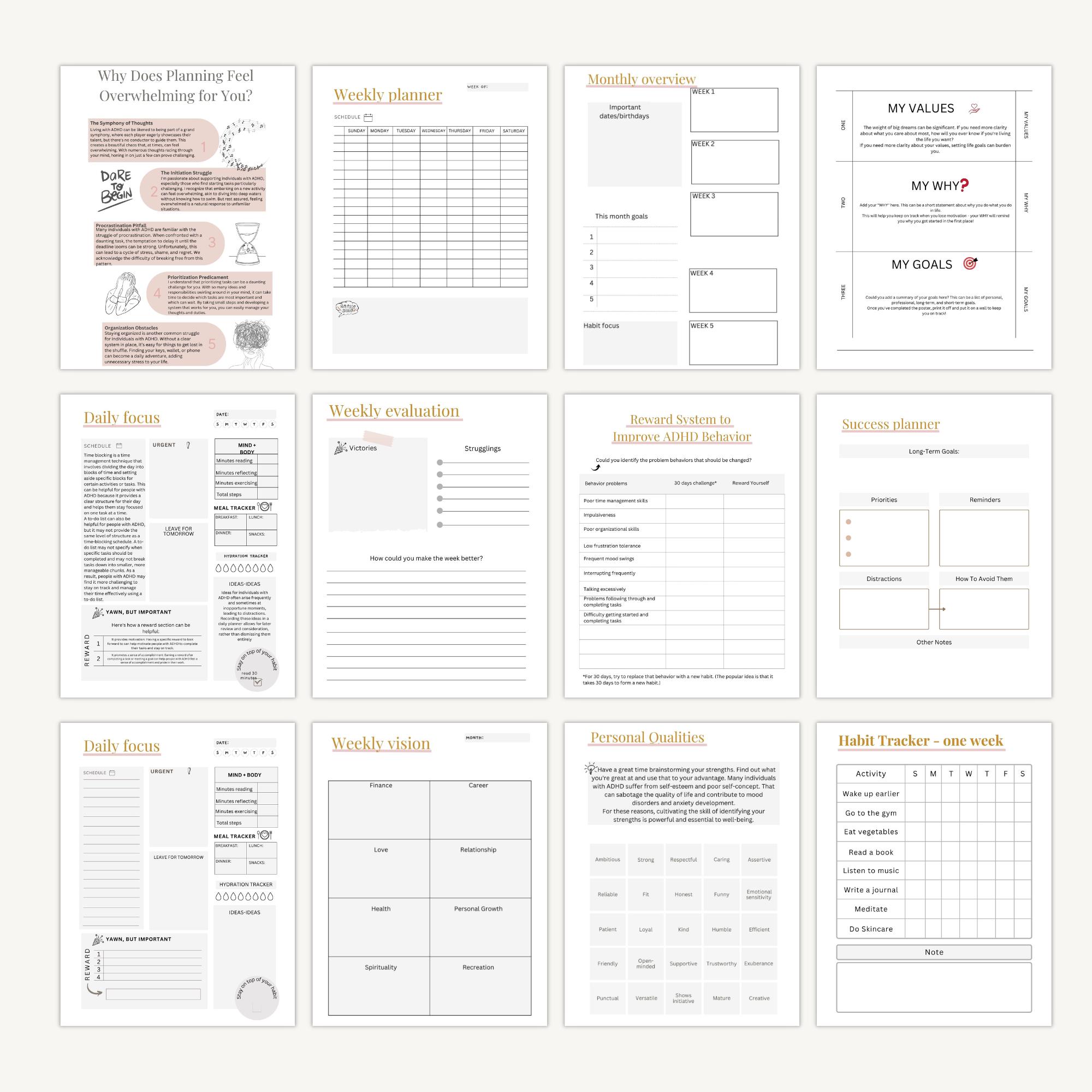 ADHD Executive Function Workbook | Organization, Focus & Routine ...