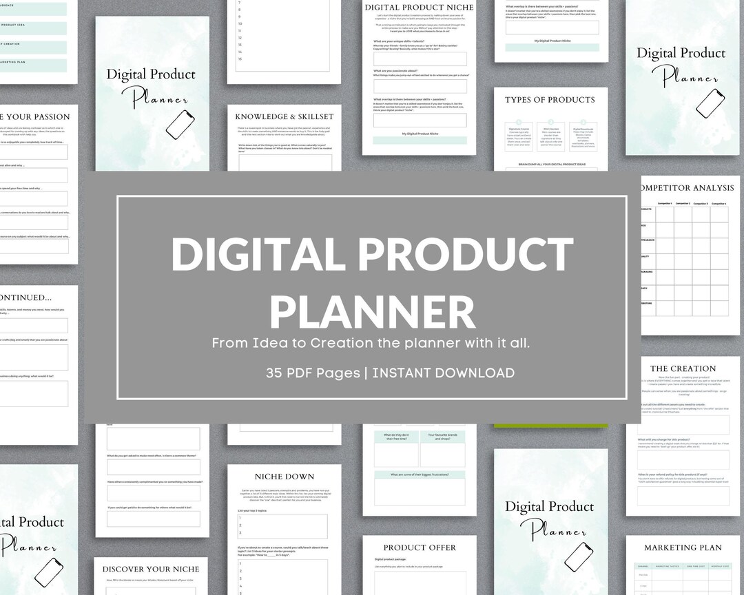 Digital Product Planner 34 PDF Printable Files INSTANT DOWNLOAD - Etsy