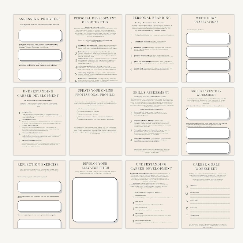 Career Planning Workbook | Personal Growth Planner | Work Life Balance | PDF A4 A5 Canva Editable
