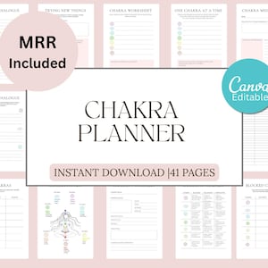Chakra PDF Journal Template | 41-Page | A4 A5 Canva Editable | Chakra Journal Printable | 7 Chakra Tree, Balancing, Symbols, Energy + MRR