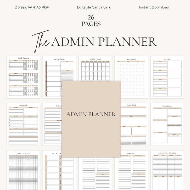 Home Management Binder | Family Command Center | Household Planner | Canva PDF