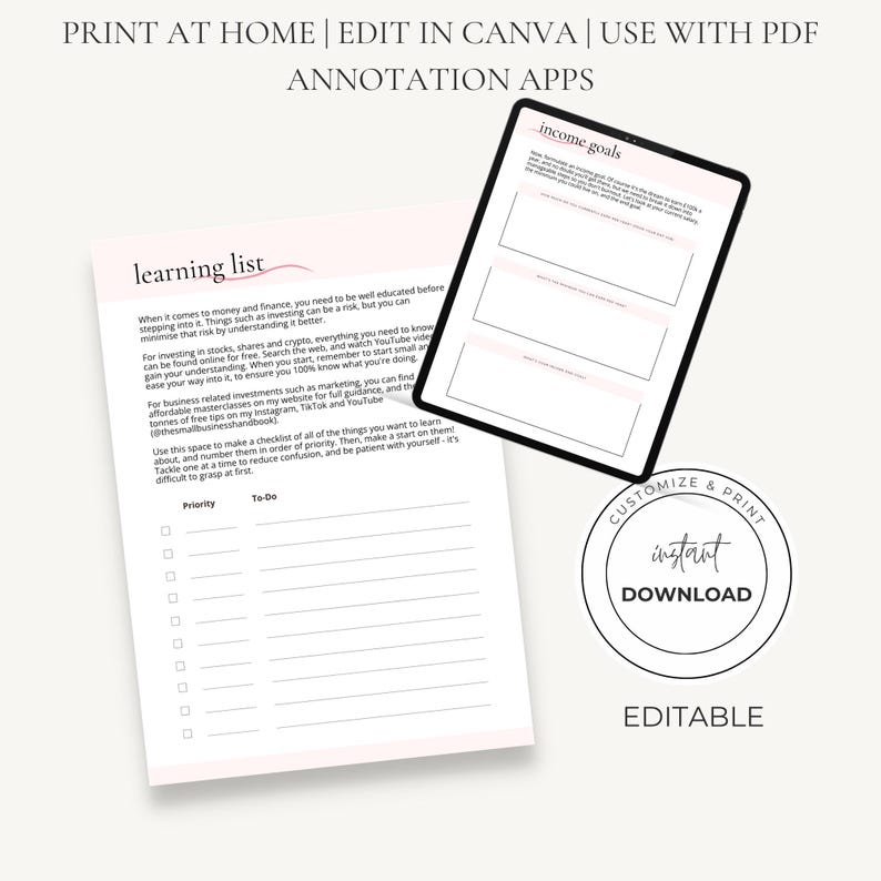 Business Owner Planner | Goal Setting Planner | CEO Mindset Workbook | Entrepreneur Templates | A4 A5 Canva